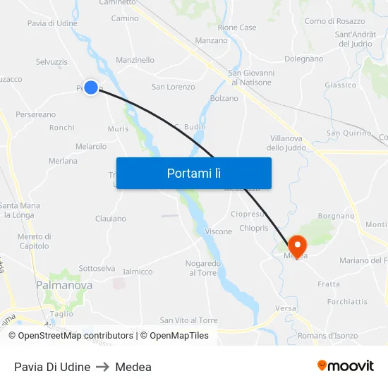 Pavia Di Udine to Medea map