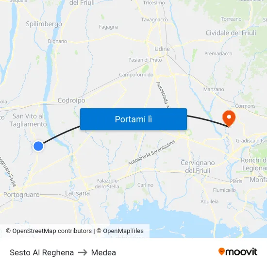 Sesto Al Reghena to Medea map