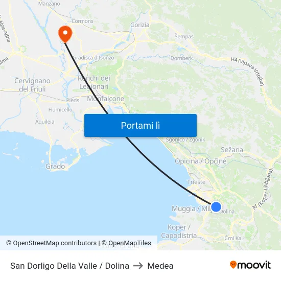 San Dorligo Della Valle / Dolina to Medea map