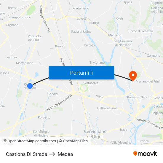 Castions Di Strada to Medea map
