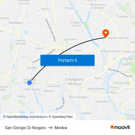 San Giorgio Di Nogaro to Medea map