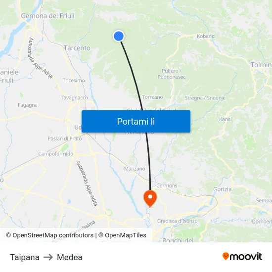 Taipana to Medea map