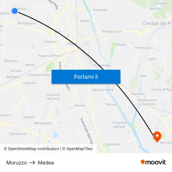 Moruzzo to Medea map