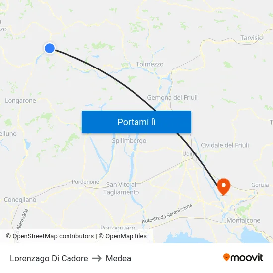 Lorenzago Di Cadore to Medea map
