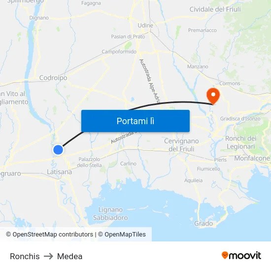 Ronchis to Medea map