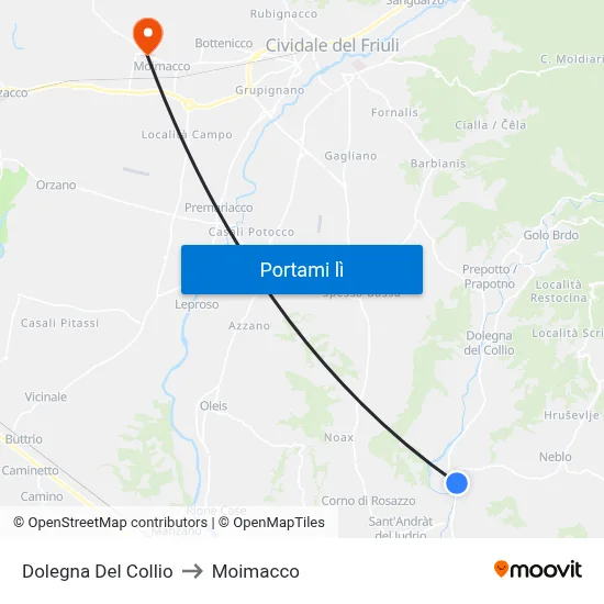 Dolegna Del Collio to Moimacco map