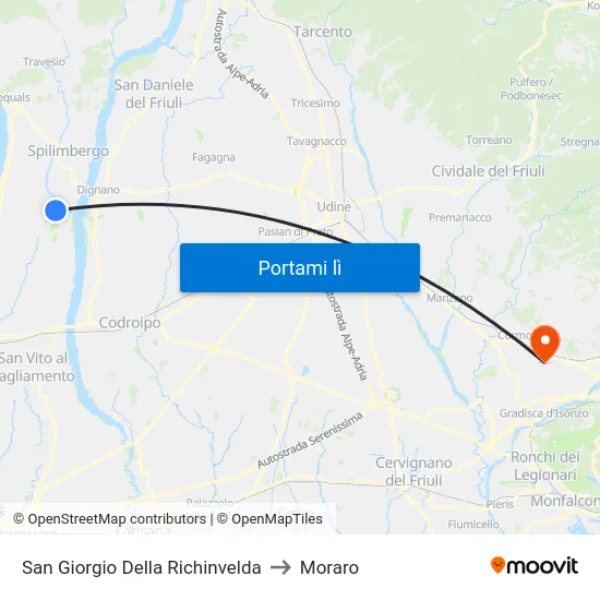 San Giorgio Della Richinvelda to Moraro map