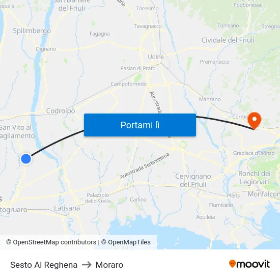 Sesto Al Reghena to Moraro map