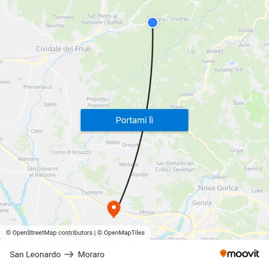San Leonardo to Moraro map