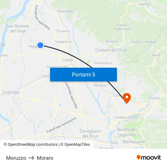 Moruzzo to Moraro map