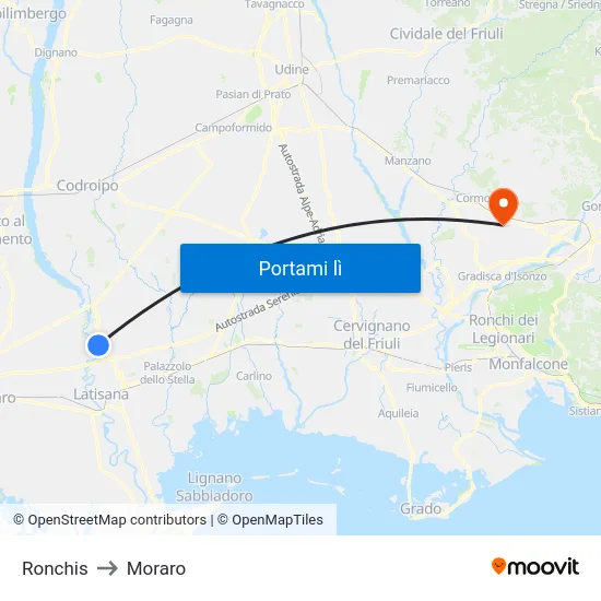 Ronchis to Moraro map