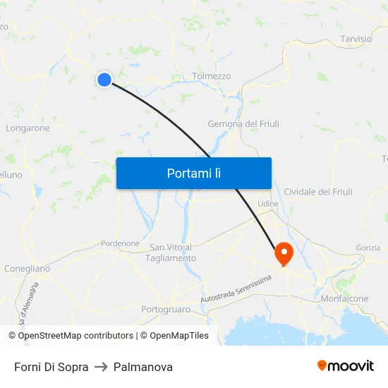 Forni Di Sopra to Palmanova map