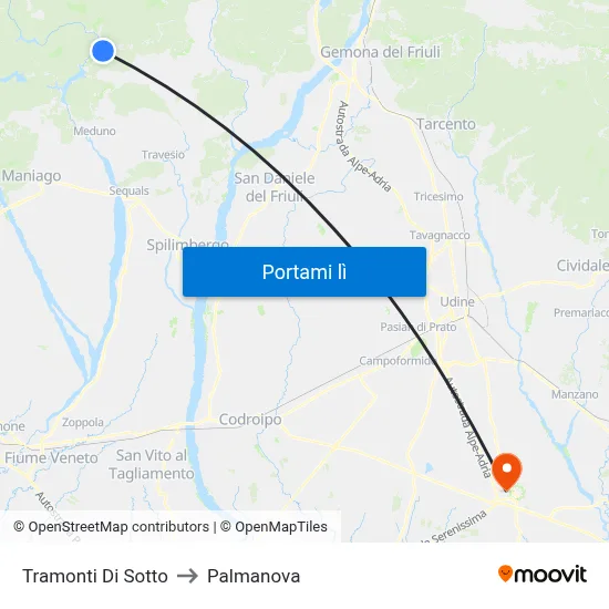 Tramonti Di Sotto to Palmanova map