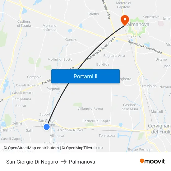 San Giorgio Di Nogaro to Palmanova map