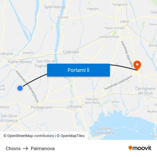 Chions to Palmanova map