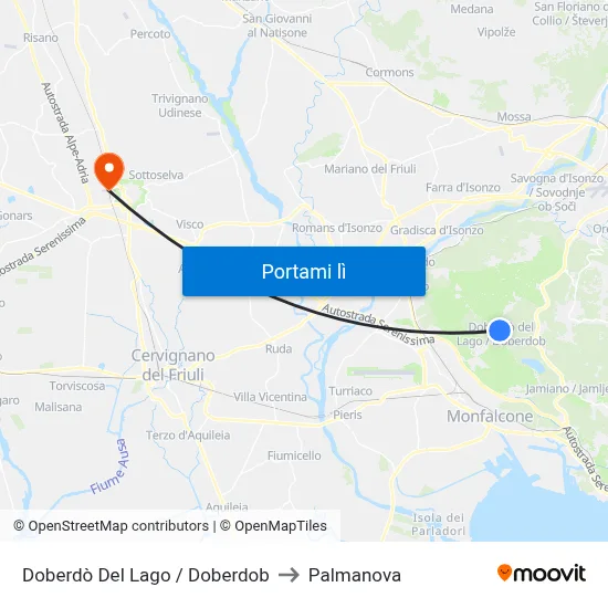 Doberdò Del Lago / Doberdob to Palmanova map