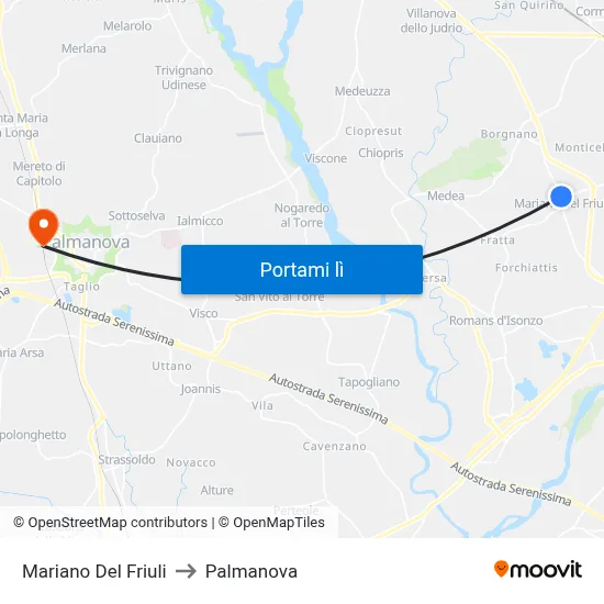 Mariano Del Friuli to Palmanova map