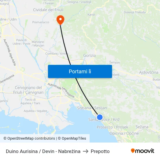 Duino Aurisina / Devin - Nabrežina to Prepotto map