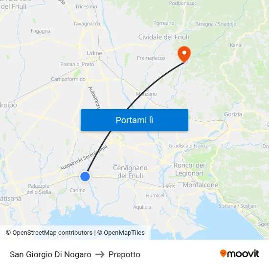 San Giorgio Di Nogaro to Prepotto map