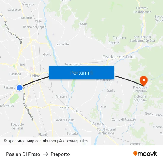Pasian Di Prato to Prepotto map