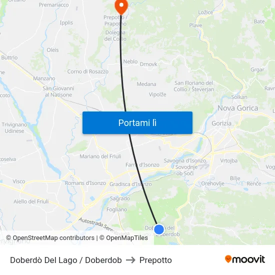 Doberdò Del Lago / Doberdob to Prepotto map