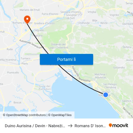 Duino Aurisina / Devin - Nabrežina to Romans D' Isonzo map