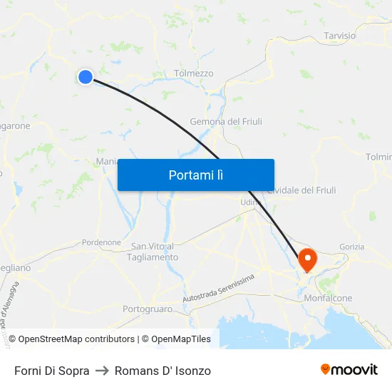 Forni Di Sopra to Romans D' Isonzo map
