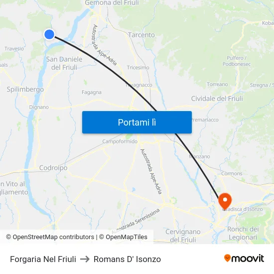 Forgaria Nel Friuli to Romans D' Isonzo map
