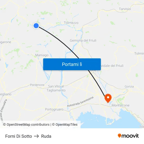 Forni Di Sotto to Ruda map
