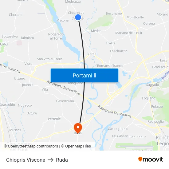 Chiopris Viscone to Ruda map