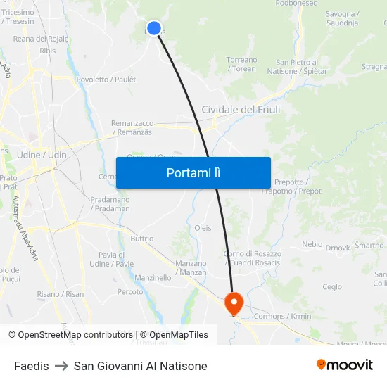 Da Faedis a San Giovanni Al Natisone con i mezzi pubblici