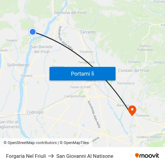 Forgaria Nel Friuli to San Giovanni Al Natisone map