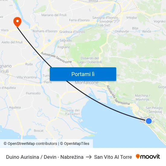 Duino Aurisina / Devin - Nabrežina to San Vito Al Torre map