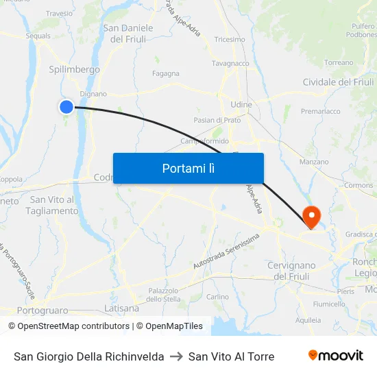 San Giorgio Della Richinvelda to San Vito Al Torre map