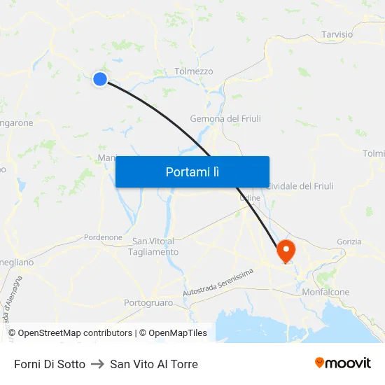 Forni Di Sotto to San Vito Al Torre map