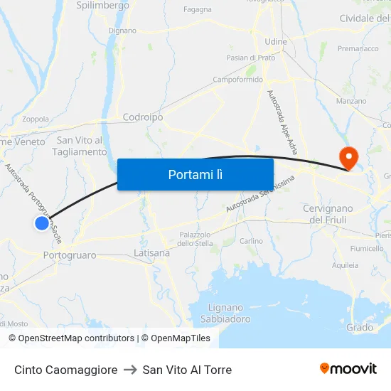 Cinto Caomaggiore to San Vito Al Torre map