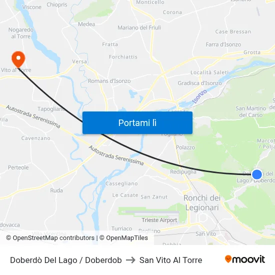 Doberdò Del Lago / Doberdob to San Vito Al Torre map