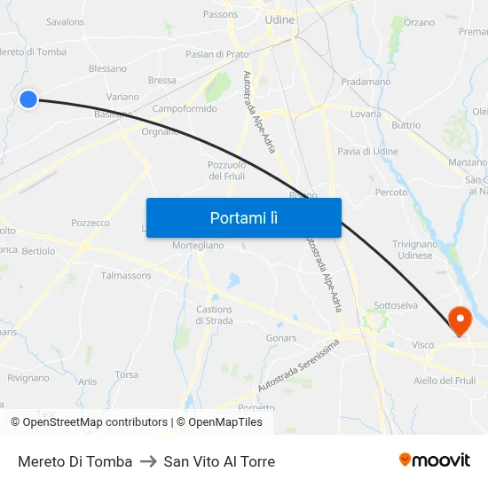 Mereto Di Tomba to San Vito Al Torre map