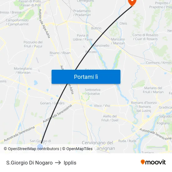 S.Giorgio Di Nogaro to Ipplis map