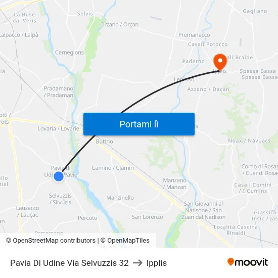 Pavia Di Udine Via Selvuzzis 32 to Ipplis map