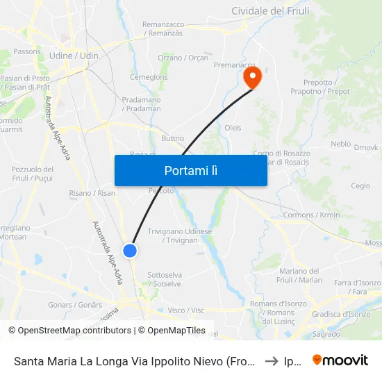 Santa Maria La Longa Via Ippolito Nievo (Fronte Civico 5) to Ipplis map