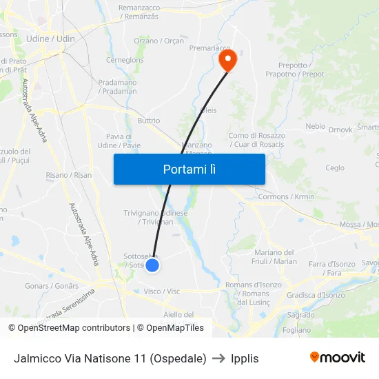 Jalmicco Via Natisone 11 (Ospedale) to Ipplis map