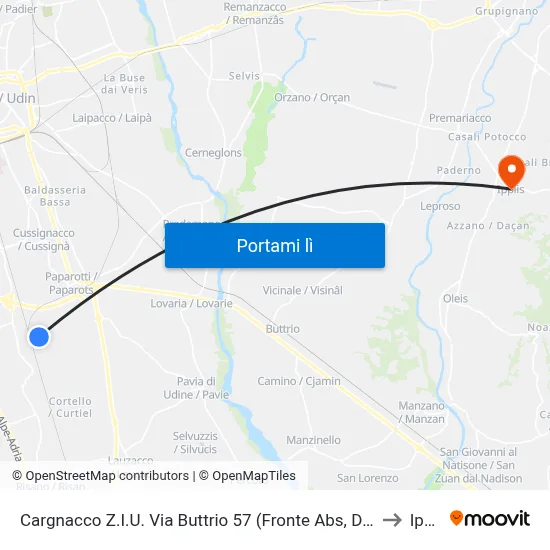 Cargnacco Z.I.U. Via Buttrio 57 (Fronte Abs, Dir. Cargnacco) to Ipplis map