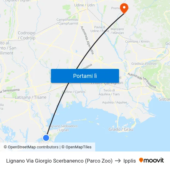 Lignano Via Giorgio Scerbanenco (Parco Zoo) to Ipplis map