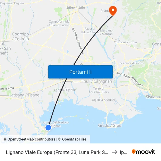 Lignano Viale Europa (Fronte 33, Luna Park Stallo Esterno) to Ipplis map