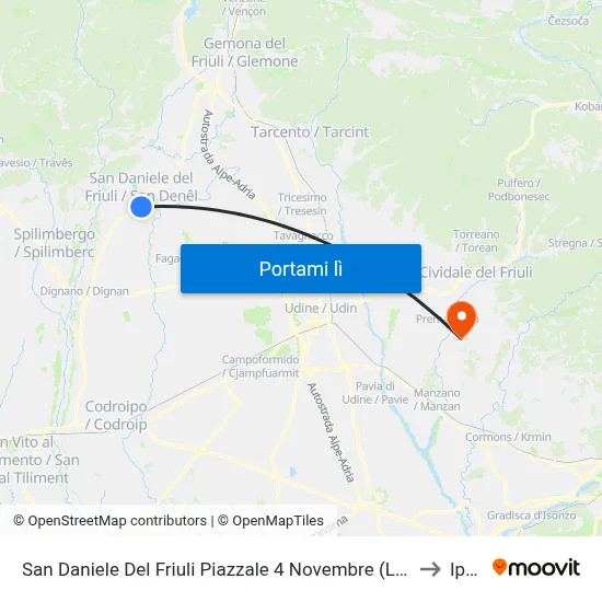 San Daniele Del Friuli Piazzale 4 Novembre (Lato Monumento) to Ipplis map