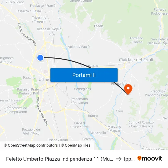 Feletto Umberto Piazza Indipendenza 11 (Municipio) to Ipplis map