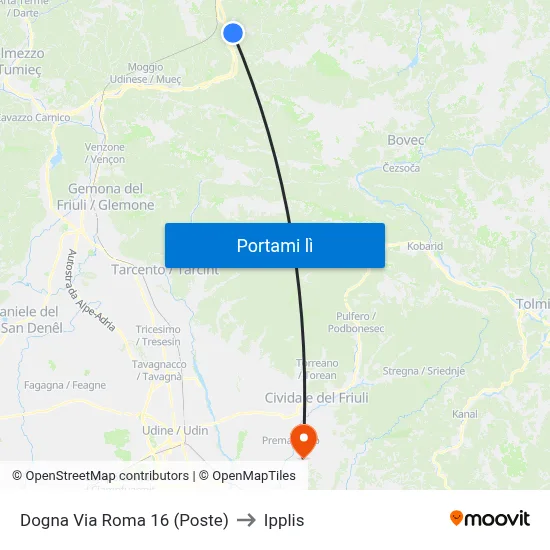 Dogna Via Roma 16 (Poste) to Ipplis map