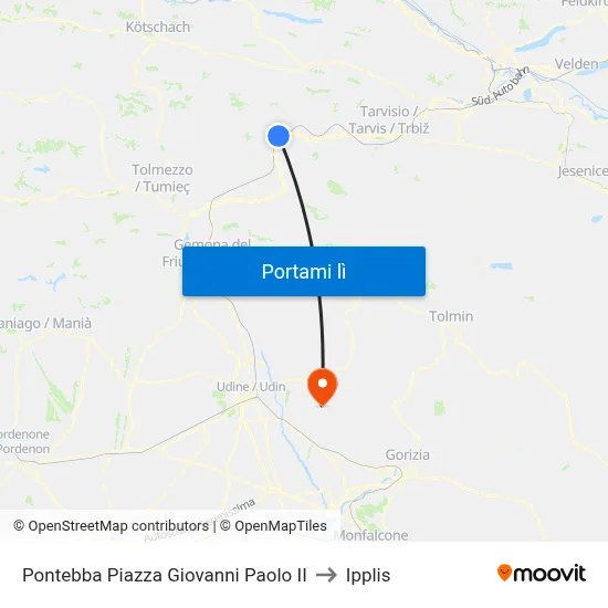 Pontebba Piazza Giovanni Paolo II to Ipplis map