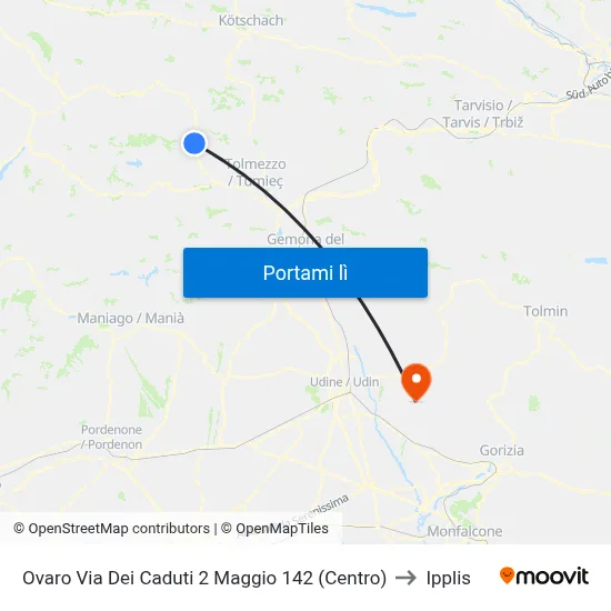 Ovaro Via Dei Caduti 2 Maggio 142 (Centro) to Ipplis map